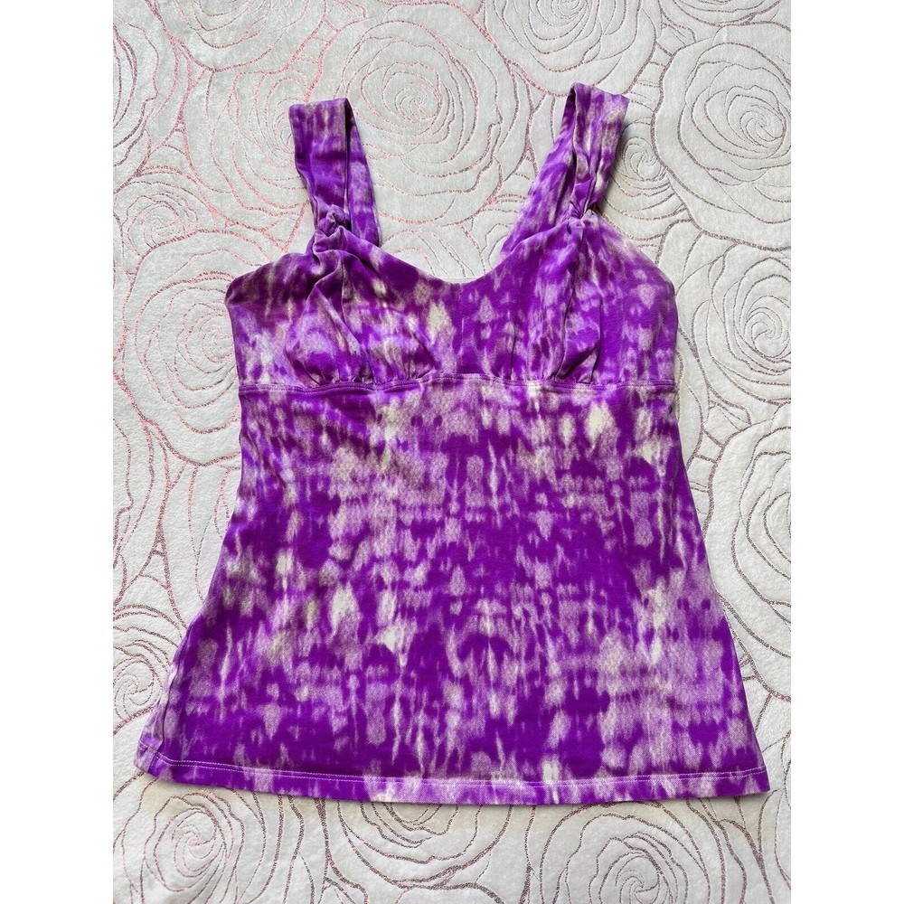 IDEOLOGY Women's Shelf Bra Workout Stylish Tank Purple Tie Die Sz S